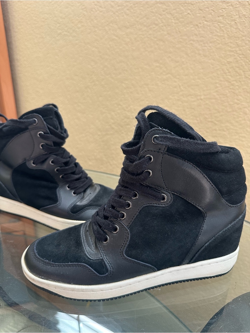 Topshop Black Wedge High-Top Sneakers